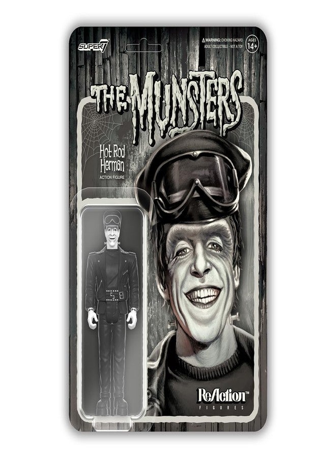 Super7 The Munsters Hot Rod Herman (Grayscale) Reaction Figure - 3.75" The Munsters Action Figure Classic TV Collectibles and Retro Toys - Image 1